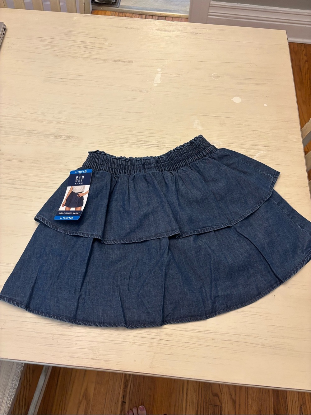 GAP Dark Blue Tiered Denim Skater Skirt